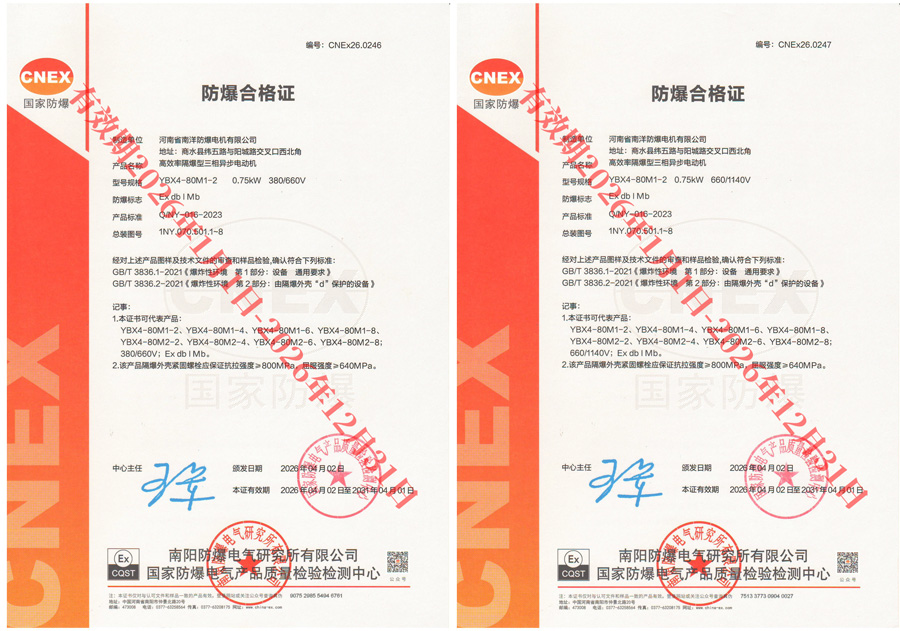 YBX4防爆电机-带煤安证,二级能效(图1)