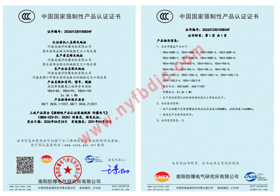 YBX4防爆电机-带煤安证,二级能效(图3)